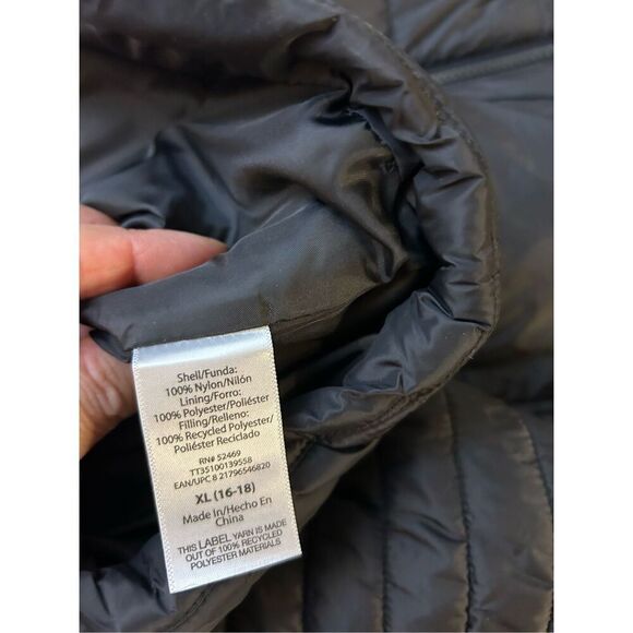 Time & Tru nylon puffer vest black zipper xl 16/18 new - Picture 7 of 7